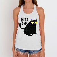 Black Cat Hiss Off For  Meow Cat Gifts Women's Knotted Racerback Tank