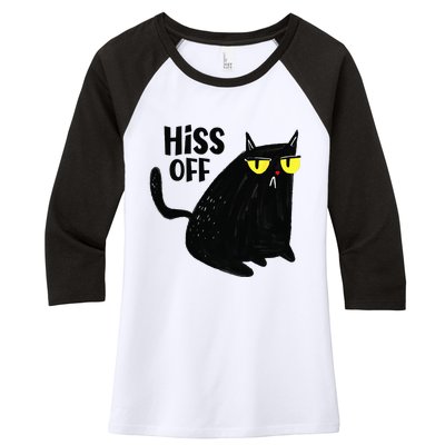 Black Cat Hiss Off For  Meow Cat Gifts Women's Tri-Blend 3/4-Sleeve Raglan Shirt