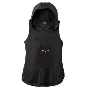 Black Cat Humor Hiss Off Meow Cat Ladies PosiCharge Tri-Blend Wicking Draft Hoodie Tank