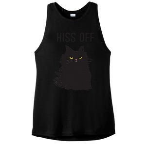 Black Cat Humor Hiss Off Meow Cat Ladies PosiCharge Tri-Blend Wicking Tank