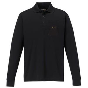 Black Cat Humor Hiss Off Meow Cat Performance Long Sleeve Polo