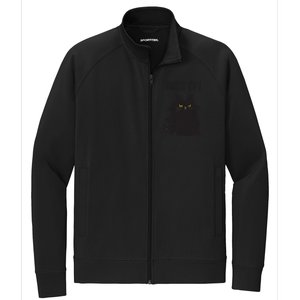 Black Cat Humor Hiss Off Meow Cat Stretch Full-Zip Cadet Jacket