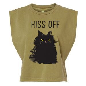 Black Cat Humor Hiss Off Meow Cat Garment-Dyed Women's Muscle Tee