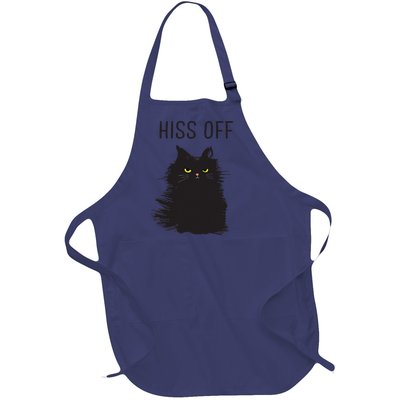 Black Cat Humor Hiss Off Meow Cat Full-Length Apron With Pockets