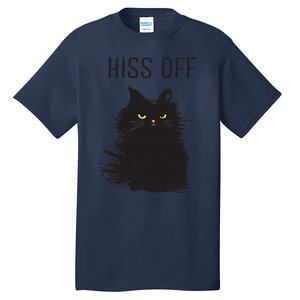 Black Cat Humor Hiss Off Meow Cat Tall T-Shirt