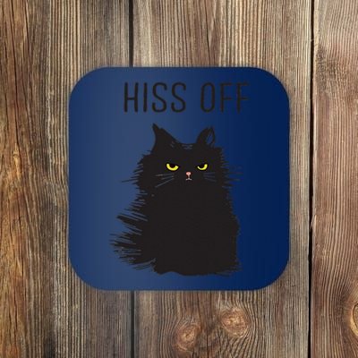 Black Cat Humor Hiss Off Meow Cat Coaster