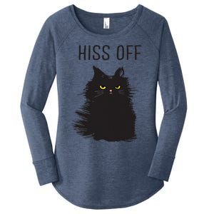 Black Cat Humor Hiss Off Meow Cat Women's Perfect Tri Tunic Long Sleeve Shirt