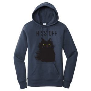 Black Cat Humor Hiss Off Meow Cat Women's Pullover Hoodie