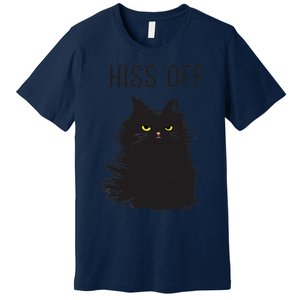 Black Cat Humor Hiss Off Meow Cat Premium T-Shirt