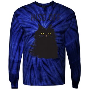 Black Cat Humor Hiss Off Meow Cat Tie-Dye Long Sleeve Shirt