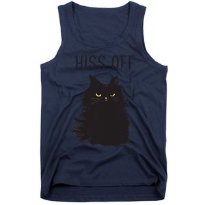 Black Cat Humor Hiss Off Meow Cat Tank Top