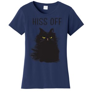 Black Cat Humor Hiss Off Meow Cat Women's T-Shirt