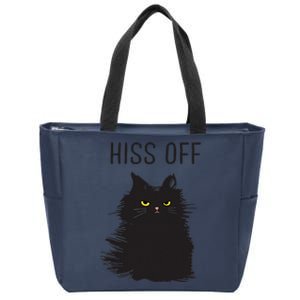 Black Cat Humor Hiss Off Meow Cat Zip Tote Bag