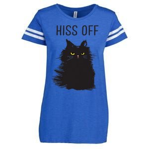 Black Cat Humor Hiss Off Meow Cat Enza Ladies Jersey Football T-Shirt