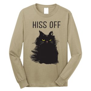 Black Cat Humor Hiss Off Meow Cat Long Sleeve Shirt