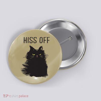 Black Cat Humor Hiss Off Meow Cat Button