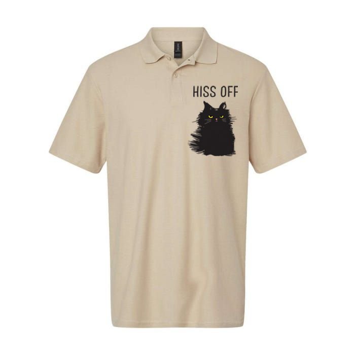 Black Cat Humor Hiss Off Meow Cat Softstyle Adult Sport Polo