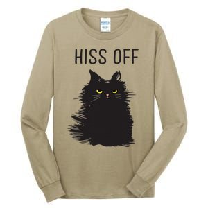 Black Cat Humor Hiss Off Meow Cat Tall Long Sleeve T-Shirt