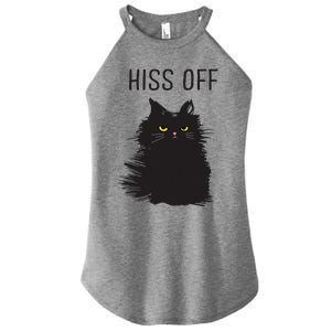 Black Cat Humor Hiss Off Meow Cat Women's Perfect Tri Rocker Tank