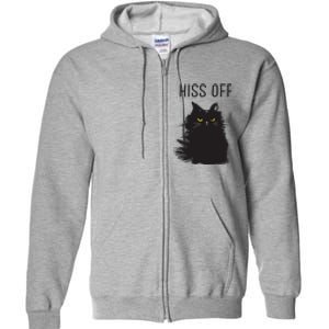 Black Cat Humor Hiss Off Meow Cat Full Zip Hoodie