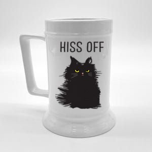 Black Cat Humor Hiss Off Meow Cat Beer Stein