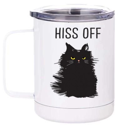 Black Cat Humor Hiss Off Meow Cat 12 oz Stainless Steel Tumbler Cup