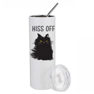 Black Cat Humor Hiss Off Meow Cat Stainless Steel Tumbler