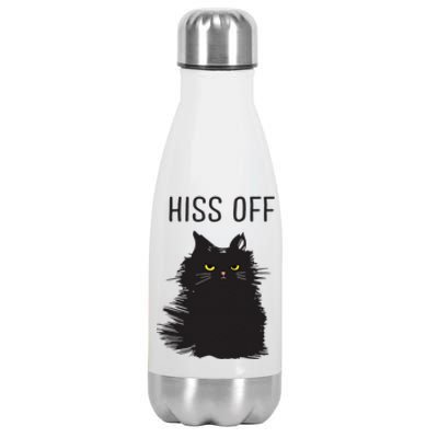 Black Cat Humor Hiss Off Meow Cat Stainless Steel Insulated Water Bottle