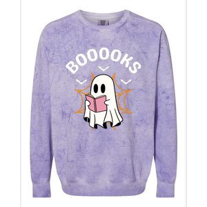 Booooks Cute Halloween Ghost Read More Books Funny Spooky Colorblast Crewneck Sweatshirt