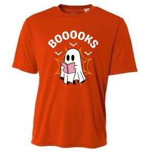 Booooks Cute Halloween Ghost Read More Books Funny Spooky Cooling Performance Crew T-Shirt