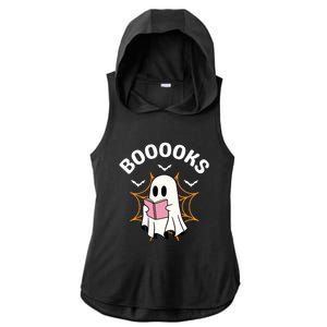 Booooks Cute Halloween Ghost Read More Books Funny Spooky Ladies PosiCharge Tri-Blend Wicking Draft Hoodie Tank