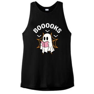 Booooks Cute Halloween Ghost Read More Books Funny Spooky Ladies PosiCharge Tri-Blend Wicking Tank