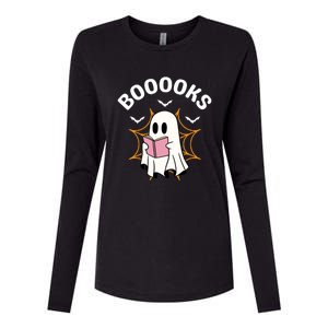 Booooks Cute Halloween Ghost Read More Books Funny Spooky Womens Cotton Relaxed Long Sleeve T-Shirt