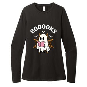 Booooks Cute Halloween Ghost Read More Books Funny Spooky Womens CVC Long Sleeve Shirt