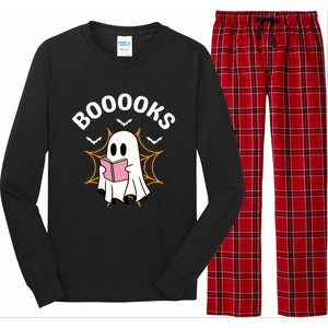 Booooks Cute Halloween Ghost Read More Books Funny Spooky Long Sleeve Pajama Set