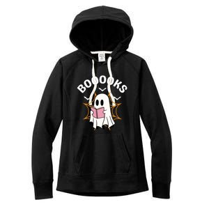 Booooks Cute Halloween Ghost Read More Books Funny Spooky Women's Fleece Hoodie