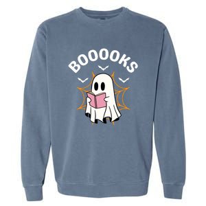 Booooks Cute Halloween Ghost Read More Books Funny Spooky Garment-Dyed Sweatshirt