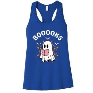 Booooks Cute Halloween Ghost Read More Books Funny Spooky Women's Racerback Tank