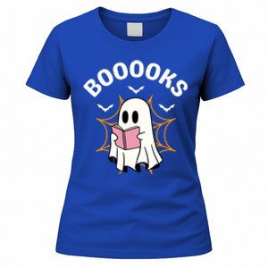 Booooks Cute Halloween Ghost Read More Books Funny Spooky Women's T-Shirt