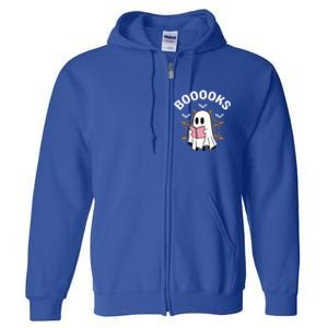 Booooks Cute Halloween Ghost Read More Books Funny Spooky Full Zip Hoodie