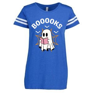 Booooks Cute Halloween Ghost Read More Books Funny Spooky Enza Ladies Jersey Football T-Shirt