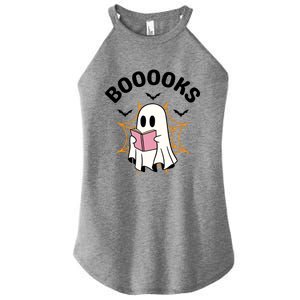 Booooks Cute Halloween Ghost Read More Books Funny Spooky Women's Perfect Tri Rocker Tank