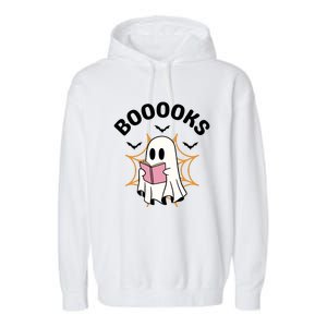 Booooks Cute Halloween Ghost Read More Books Funny Spooky Garment-Dyed Fleece Hoodie