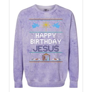 Birthday Cake Happy Birthday Jesus Christian Colorblast Crewneck Sweatshirt