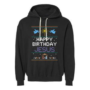 Birthday Cake Happy Birthday Jesus Christian Garment-Dyed Fleece Hoodie