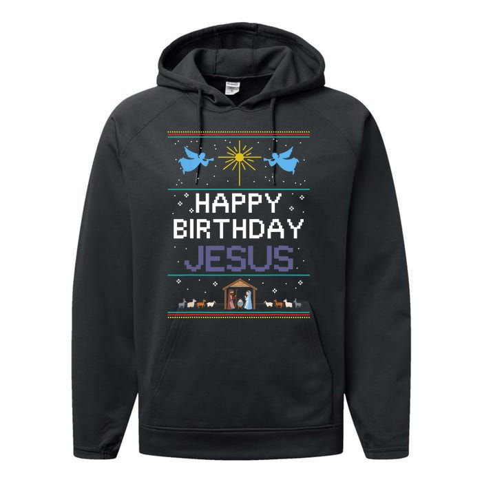 Birthday Cake Happy Birthday Jesus Christian Performance Fleece Hoodie