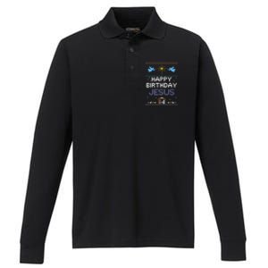 Birthday Cake Happy Birthday Jesus Christian Performance Long Sleeve Polo