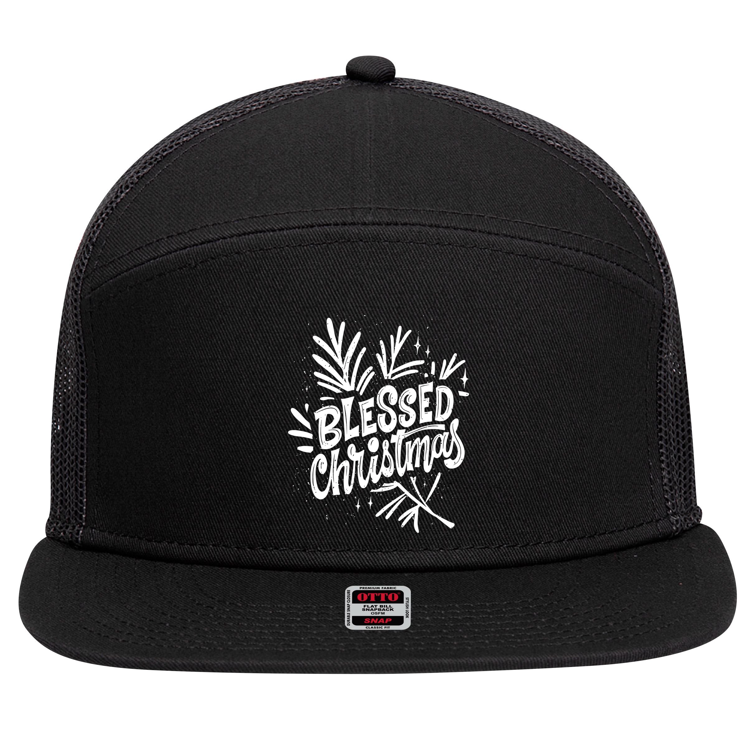 Blessed Christmas Holiday 7 Panel Mesh Trucker Snapback Hat