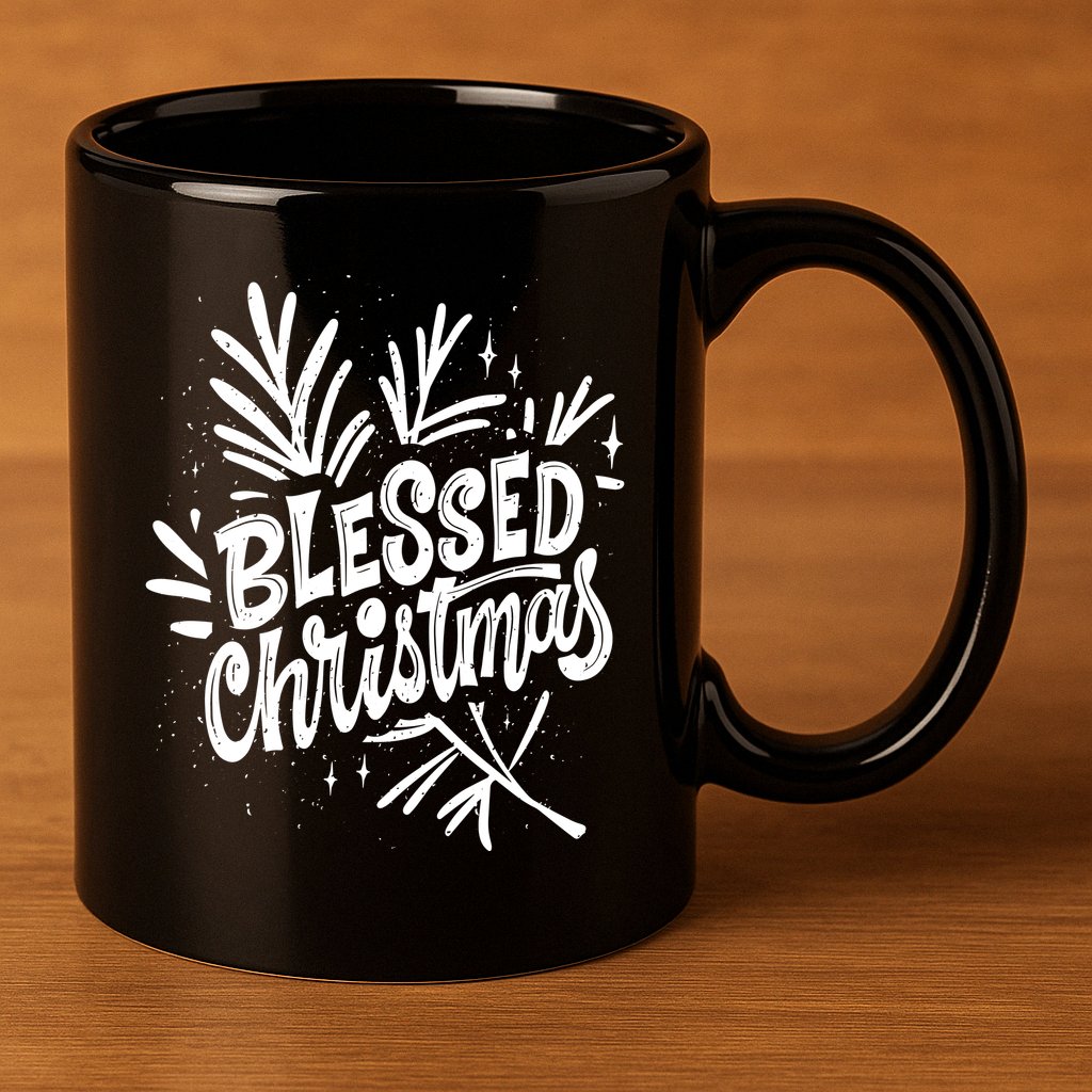 Blessed Christmas Holiday 11oz C Handle Ceramic Mug