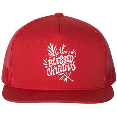 Blessed Christmas Holiday Flat Bill Trucker Hat